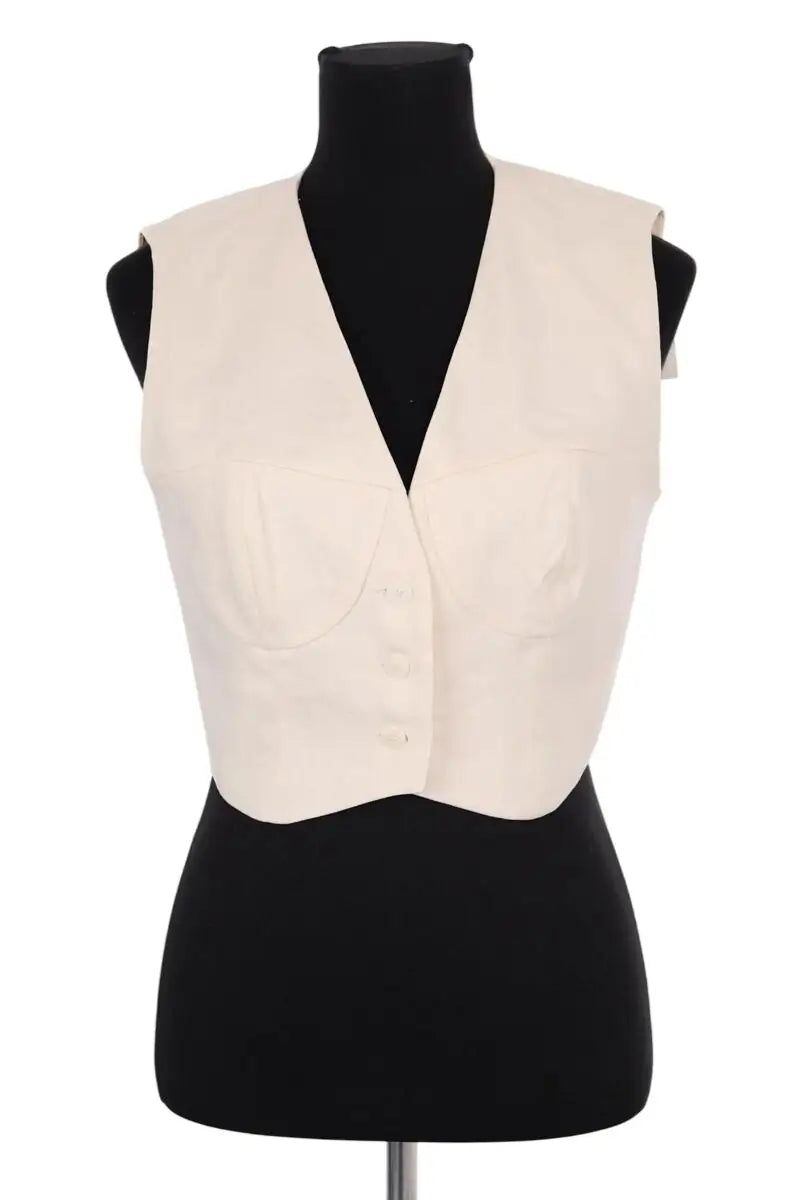 Top sans manche Sandro Beige en Lin, taille M - Seconde Main