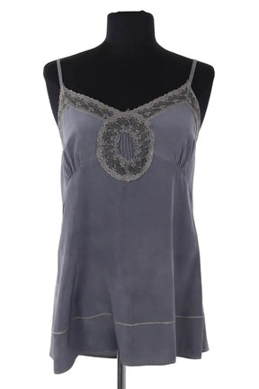 Top sans manche Sandro Gris en Soie, taille M - Seconde Main