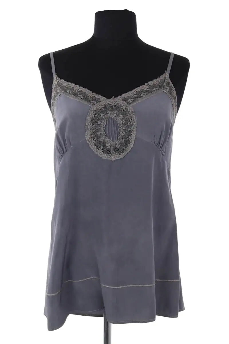 Top sans manche Sandro Gris en Soie, taille M - Seconde Main