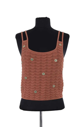 Top sans manche Sandro Marron en Viscose, taille M - Seconde Main
