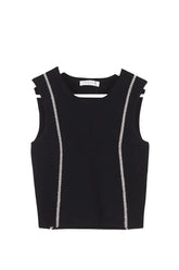Top sans manche Sandro Noir en Synthétique, taille M - Seconde Main
