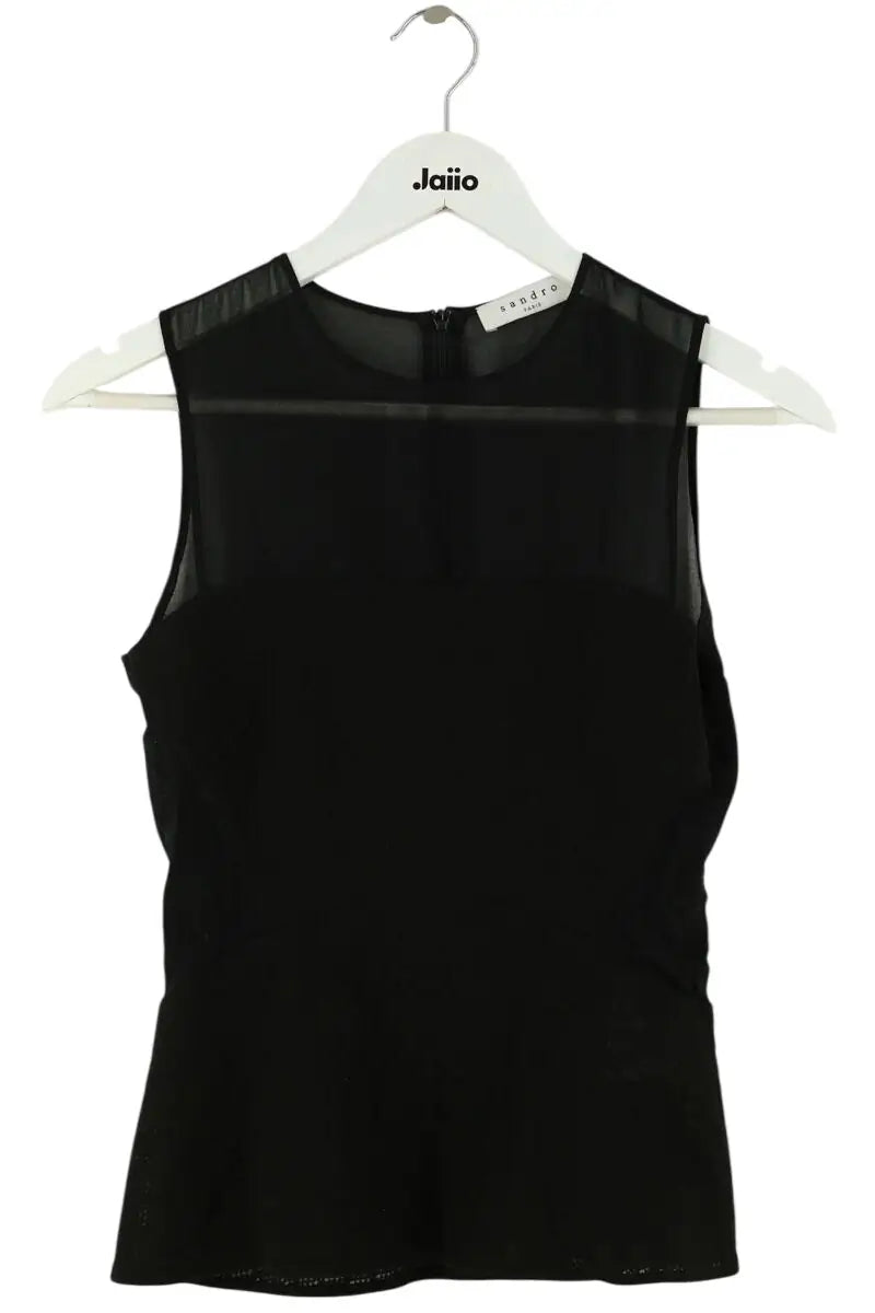 Top sans manche Sandro Noir en Synthétique, taille S - Seconde Main