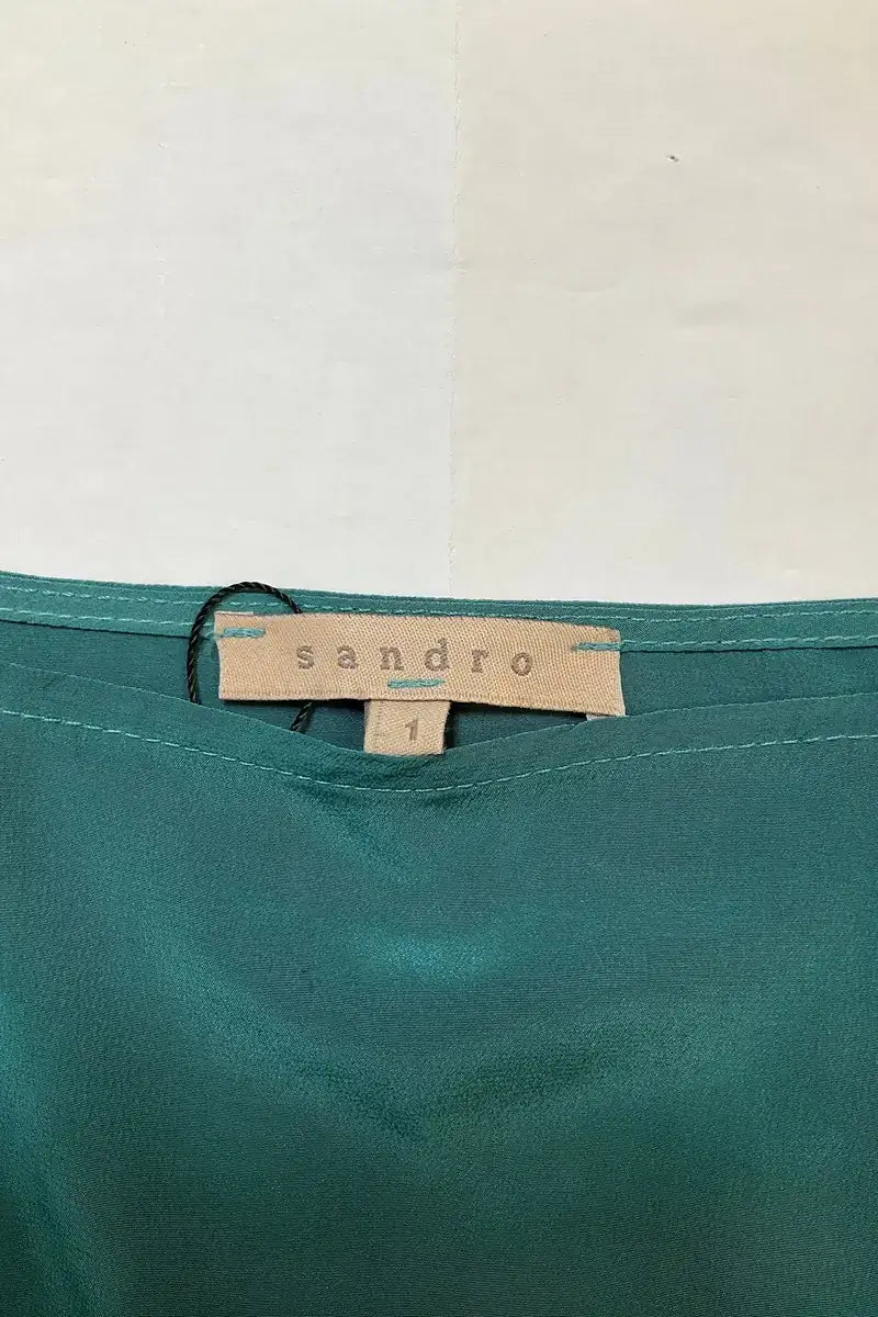 Top sans manche Sandro Vert en Soie