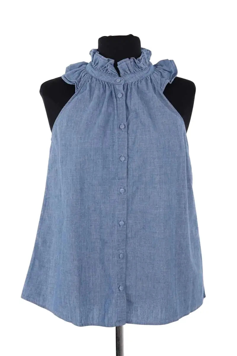Top sans manche Sézane Bleu en Coton, taille XS - Seconde Main