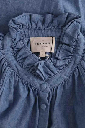 Top sans manche Sézane Bleu en Coton