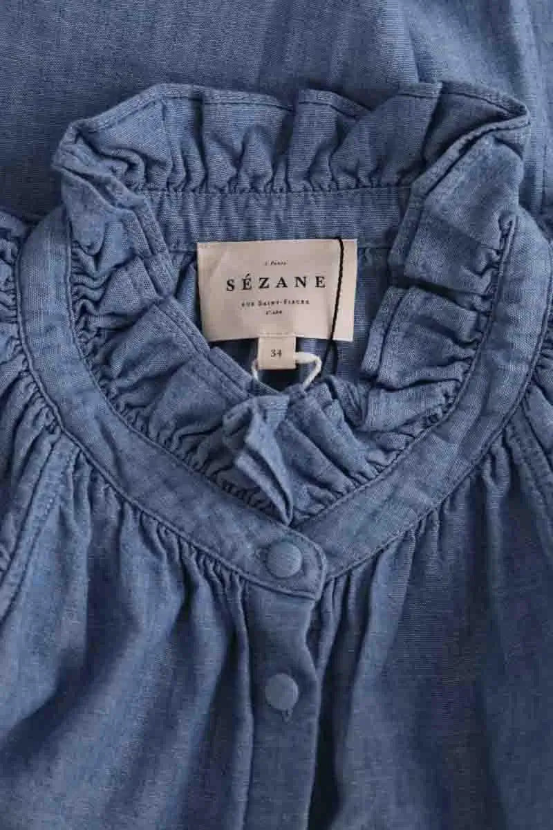 Top sans manche Sézane Bleu en Coton
