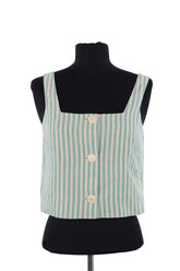 Top sans manche Sézane Ecru en Lin, taille XS - Seconde Main