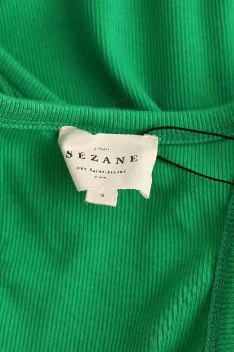 Top sans manche Sézane Vert en Coton