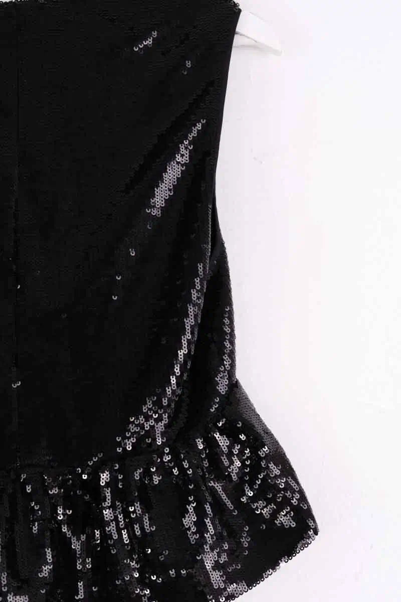 Top sans manche The Kooples Noir en Paillettes