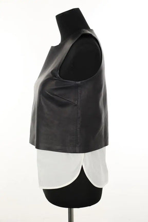 Top sans manche Theory Noir en Cuir