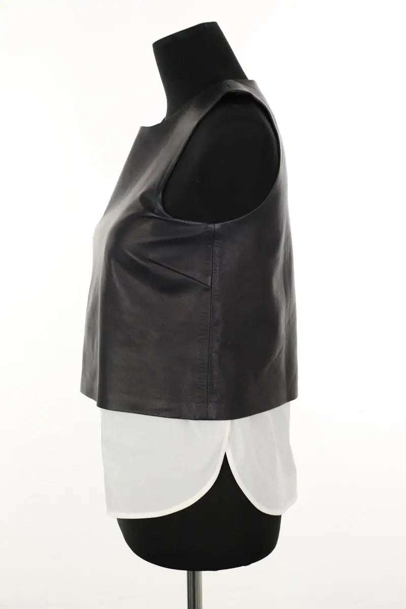 Top sans manche Theory Noir en Cuir
