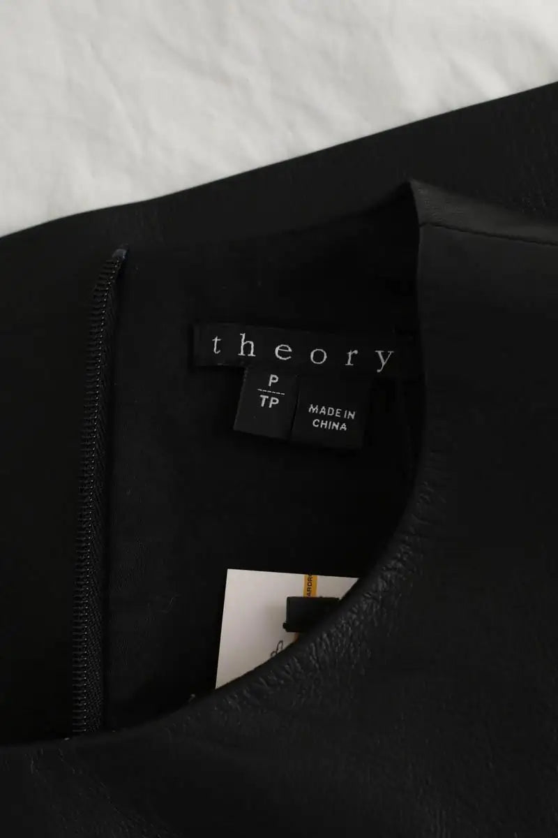 Top sans manche Theory Noir en Cuir