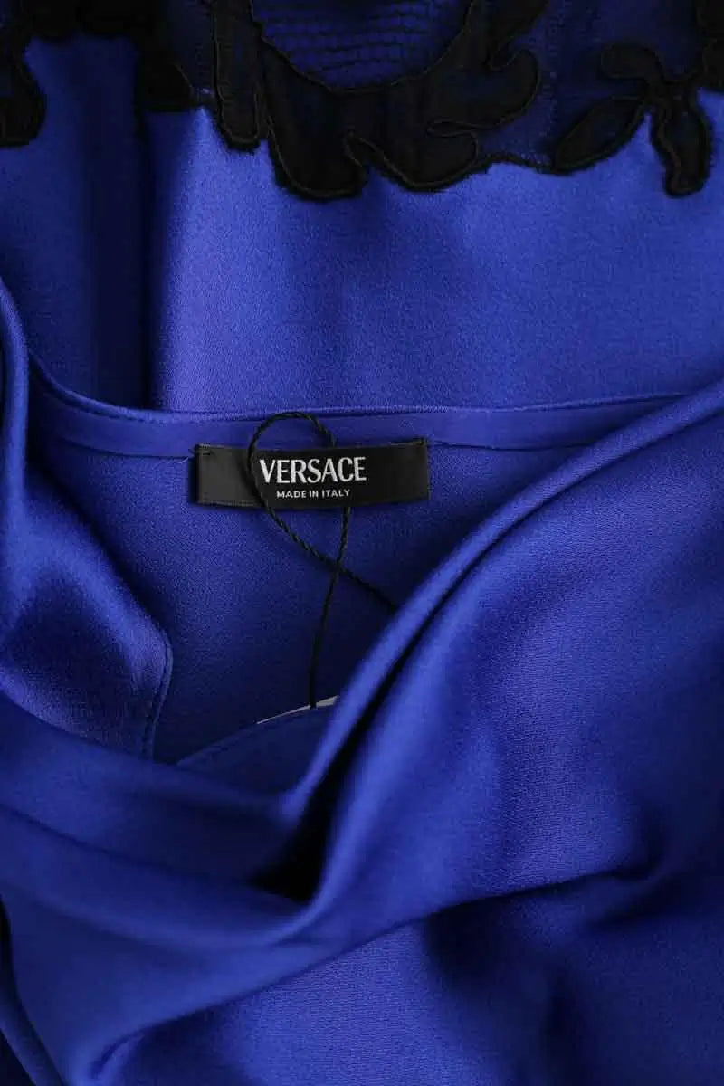 Top sans manche Versace Bleu en Synthétique