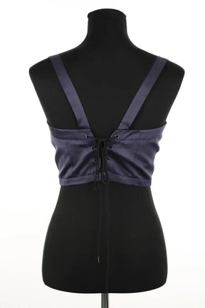 Top sans manche Yves Saint Laurent Marine en Soie