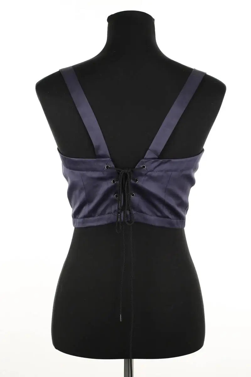 Top sans manche Yves Saint Laurent Marine en Soie
