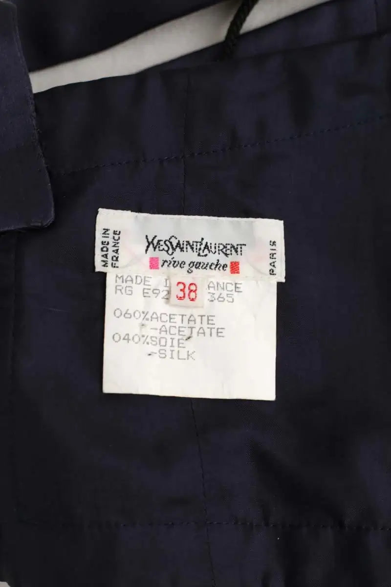 Top sans manche Yves Saint Laurent Marine en Soie
