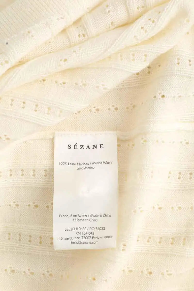 Top Sézane Ecru en Laine
