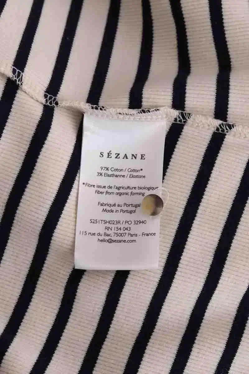 Top Sézane Felix Ecru en Coton
