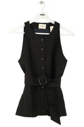 Top Sézane Noir en Lin, taille S - Seconde Main