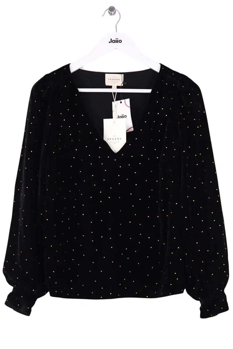 Top Sézane Noir en Synthétique, taille XS - Seconde Main