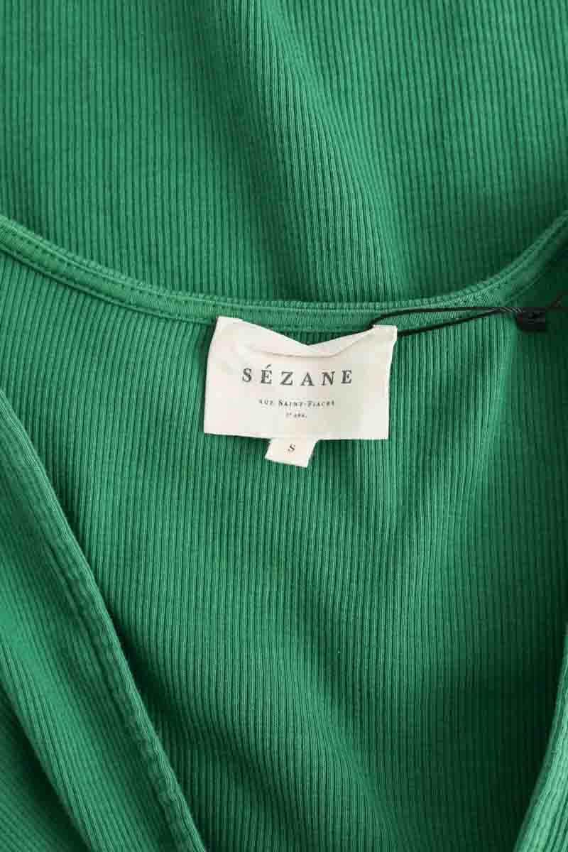Top Sézane Vert en Coton