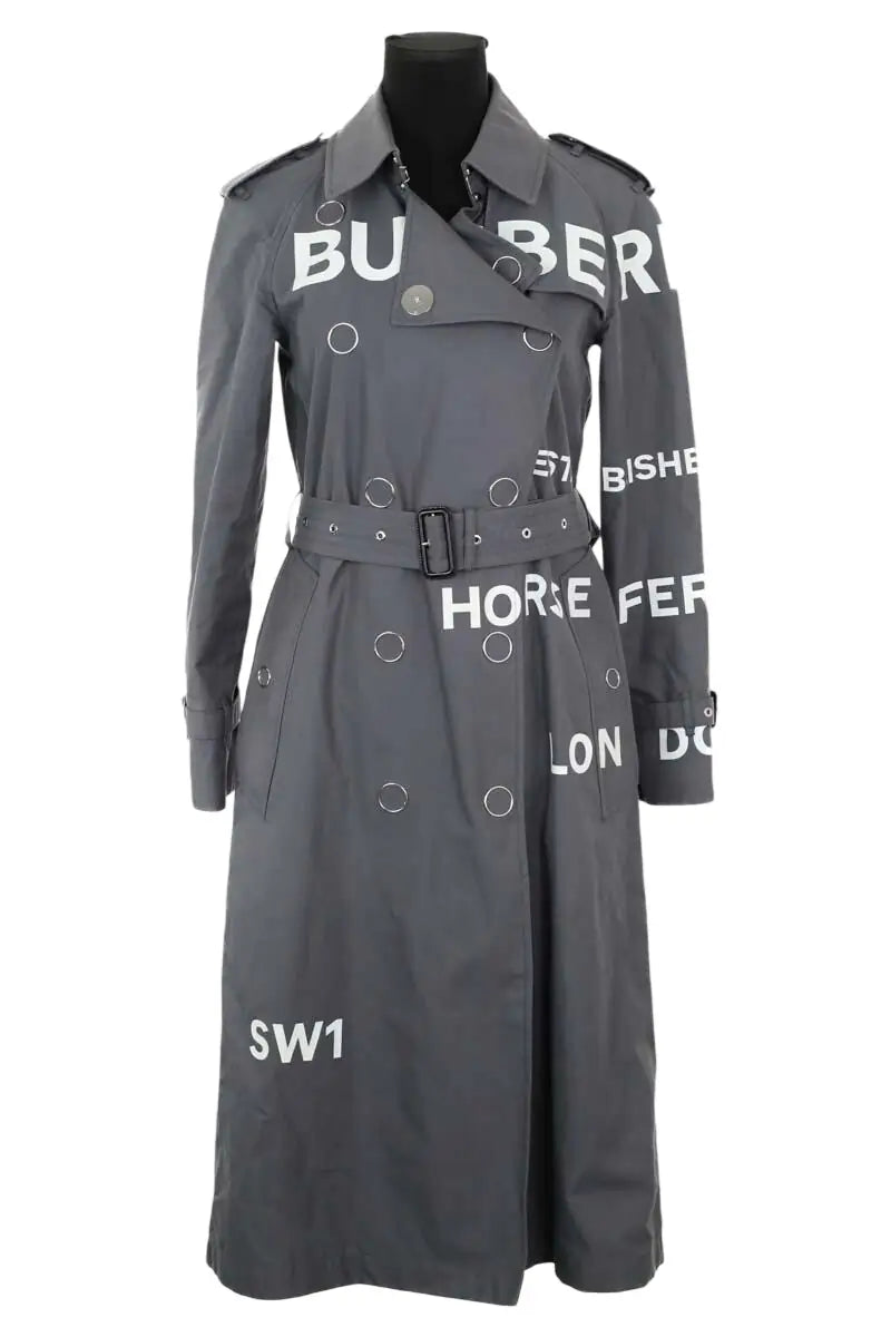 Trench-coat Burberry Gris en Coton, taille XXS - Seconde Main