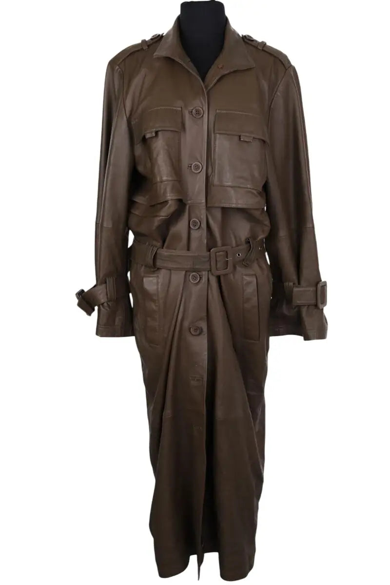 Trench-coat Gestuz Kaki en Cuir, taille S - Seconde Main