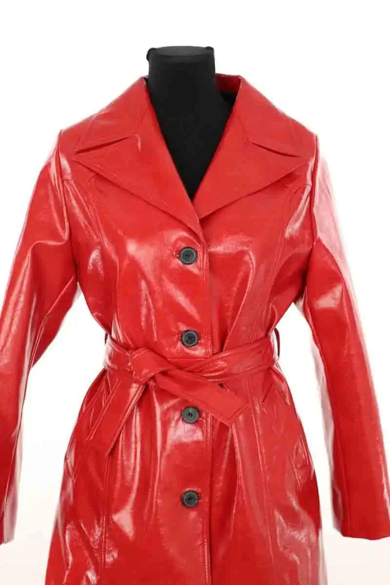 Trench-coat Nisse Rouge en Cuir végétal