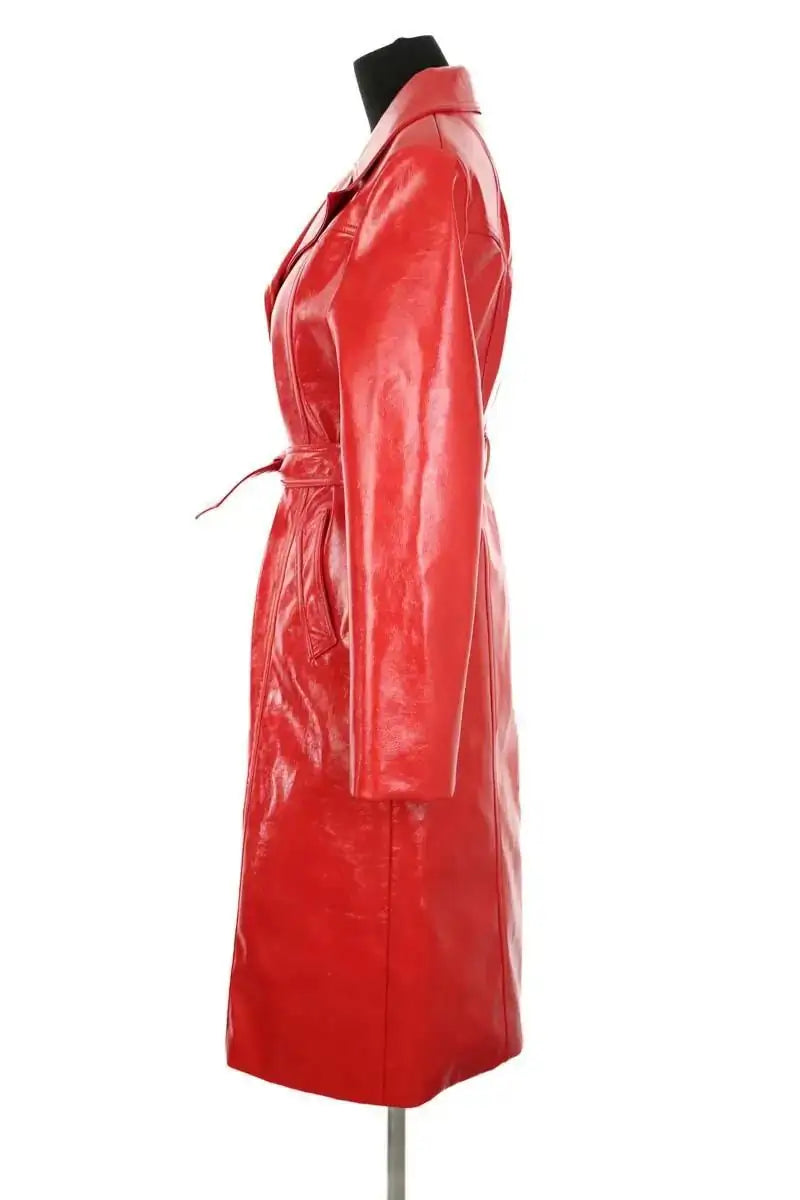 Trench-coat Nisse Rouge en Cuir végétal