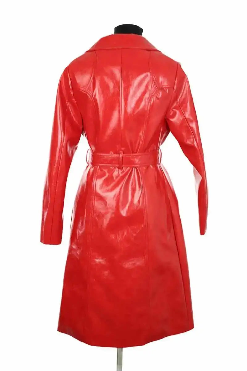 Trench-coat Nisse Rouge en Cuir végétal