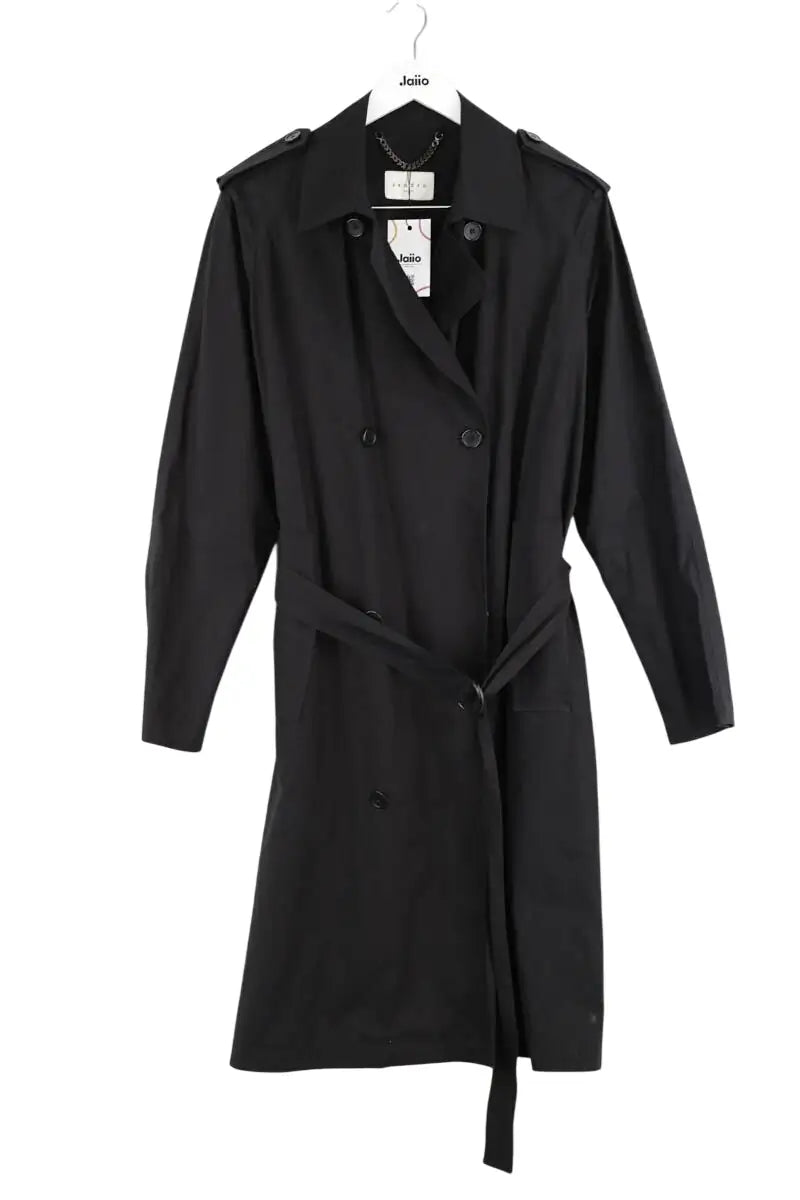 Trench Sandro Noir en Coton, taille L - Seconde Main