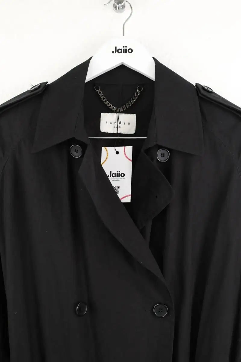 Trench Sandro Noir en Coton