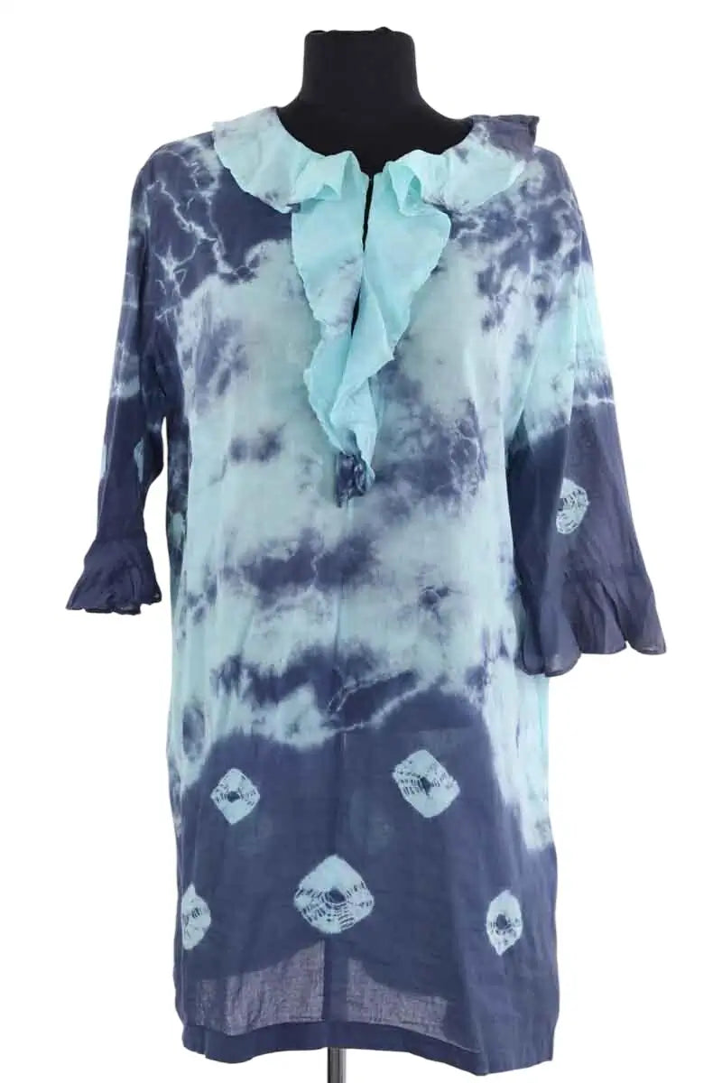 Tunique Antik Batik Bleu en Coton, taille XL - Seconde Main