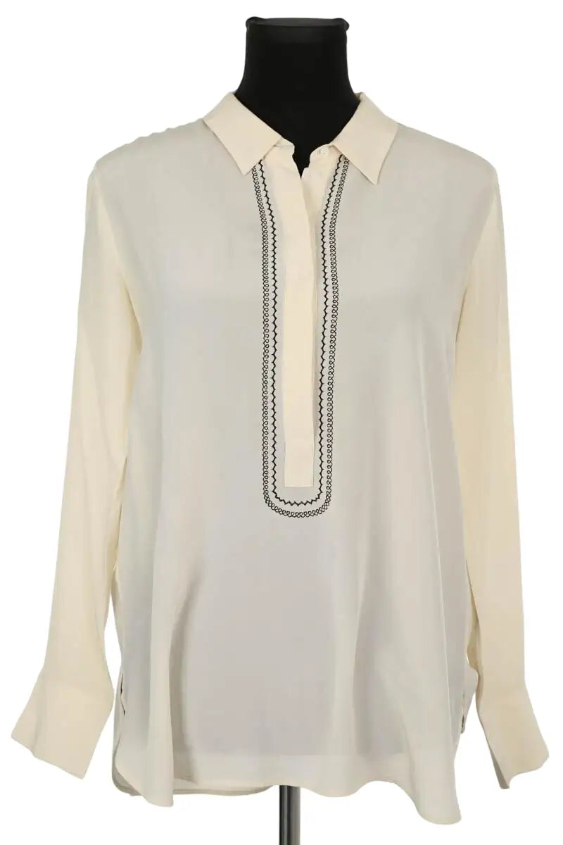 Tunique Gerard Darel Ecru en Soie, taille S - Seconde Main