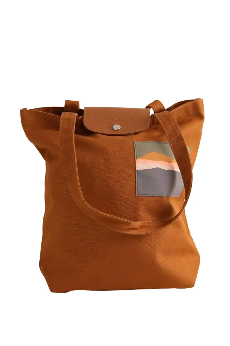 Cabas Longchamp Camel en Coton - Seconde Main