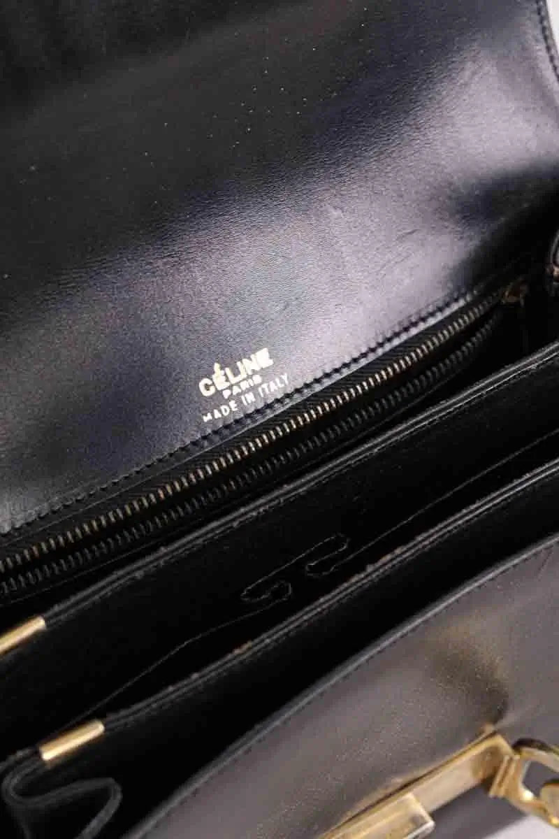 Sac à bandoulière Celine Triomphe Vintage Noir en Cuir