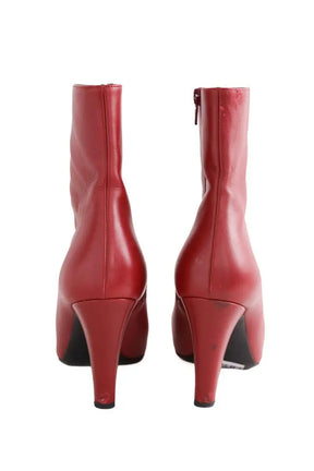 Boots Saint Laurent Bordeaux en Cuir