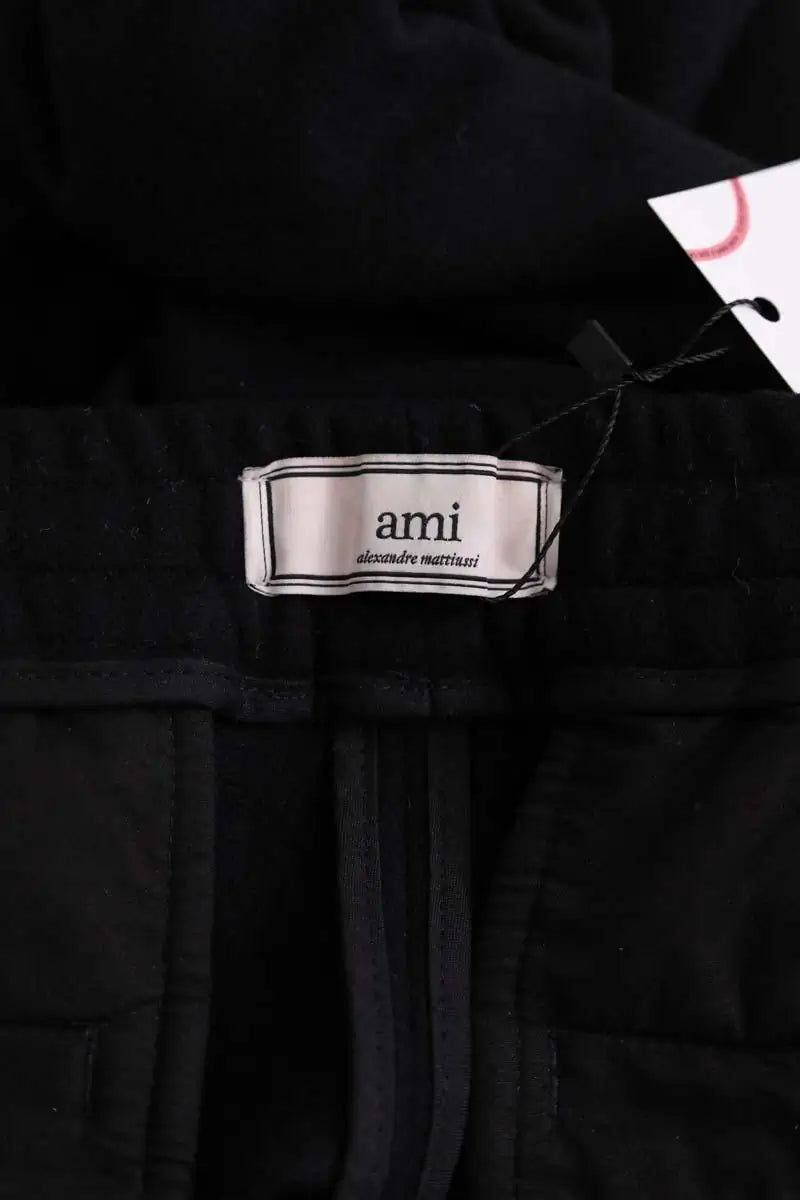 Pantalon droit Ami Noir en Laine