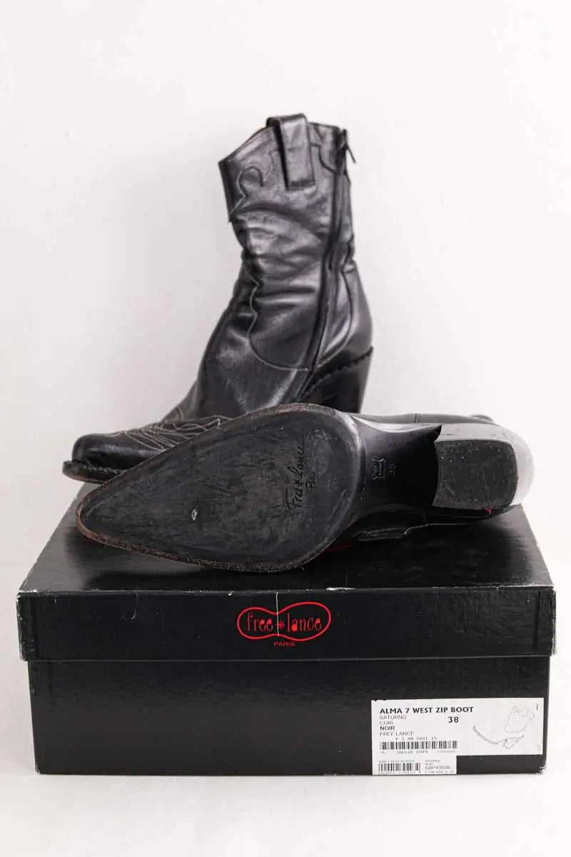 Santiags Free Lance Noir en Cuir
