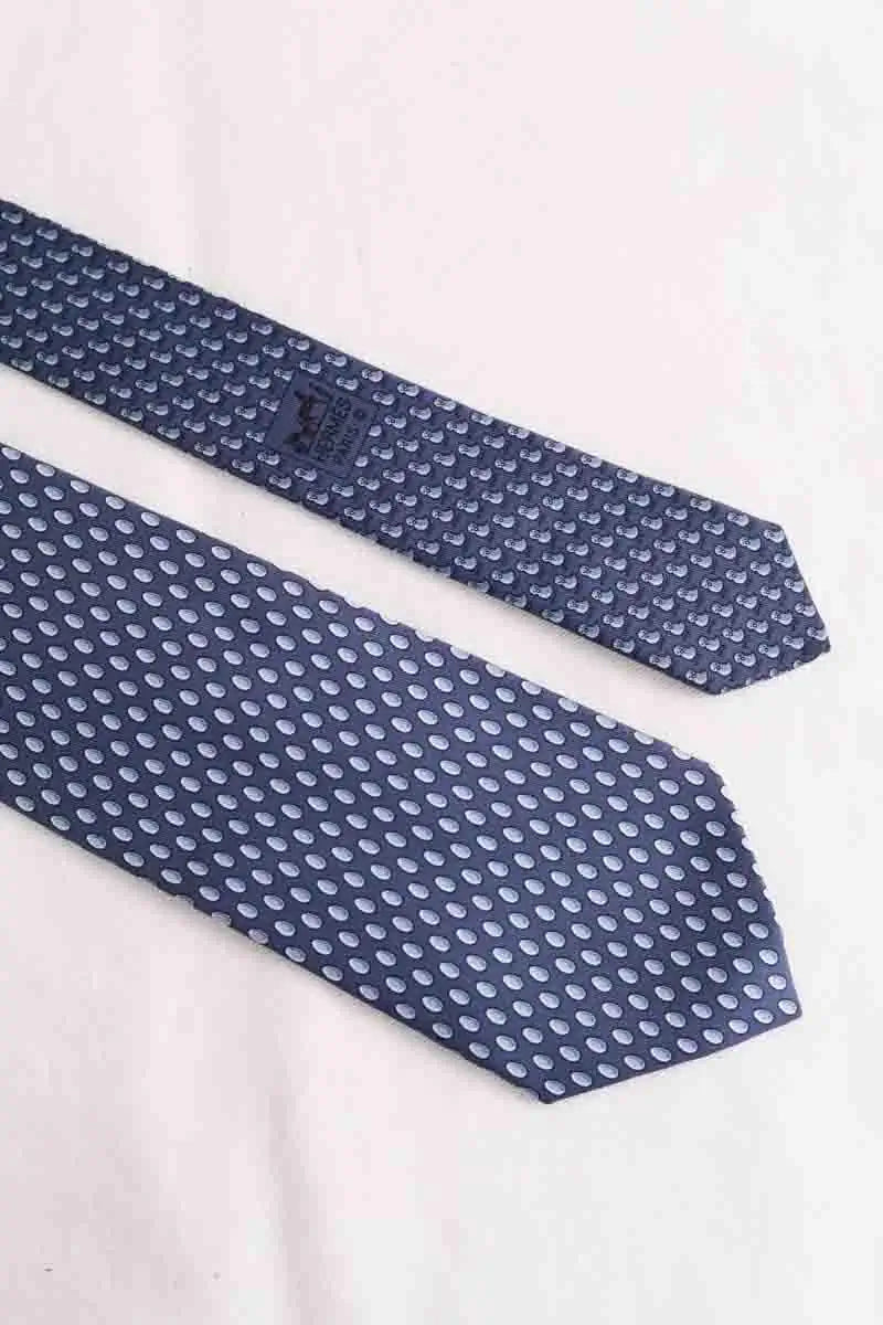 Cravate Hermès Bleu en Soie