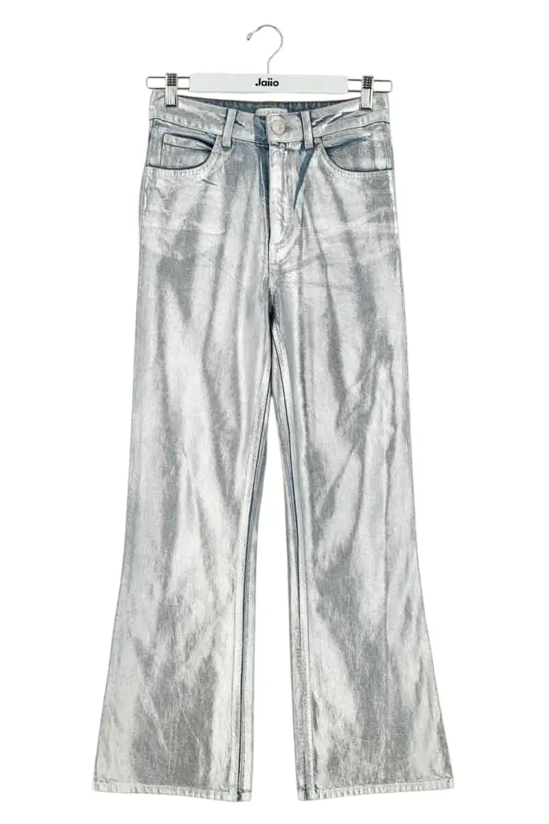 Jean droit Sandro Argent en Coton, taille XS - Seconde Main