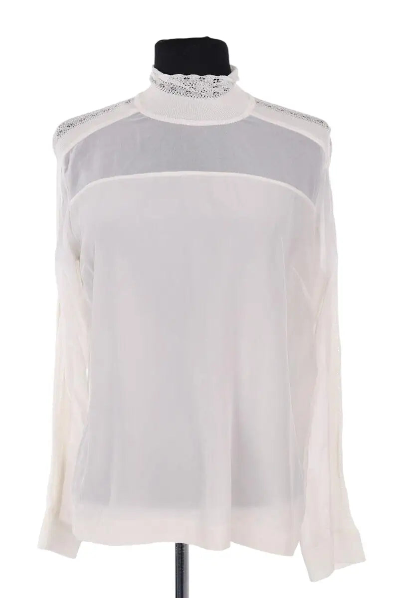 Blouse Sandro Beige en Soie, taille M - Seconde Main