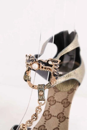 Talons Gucci Doré en Cuir