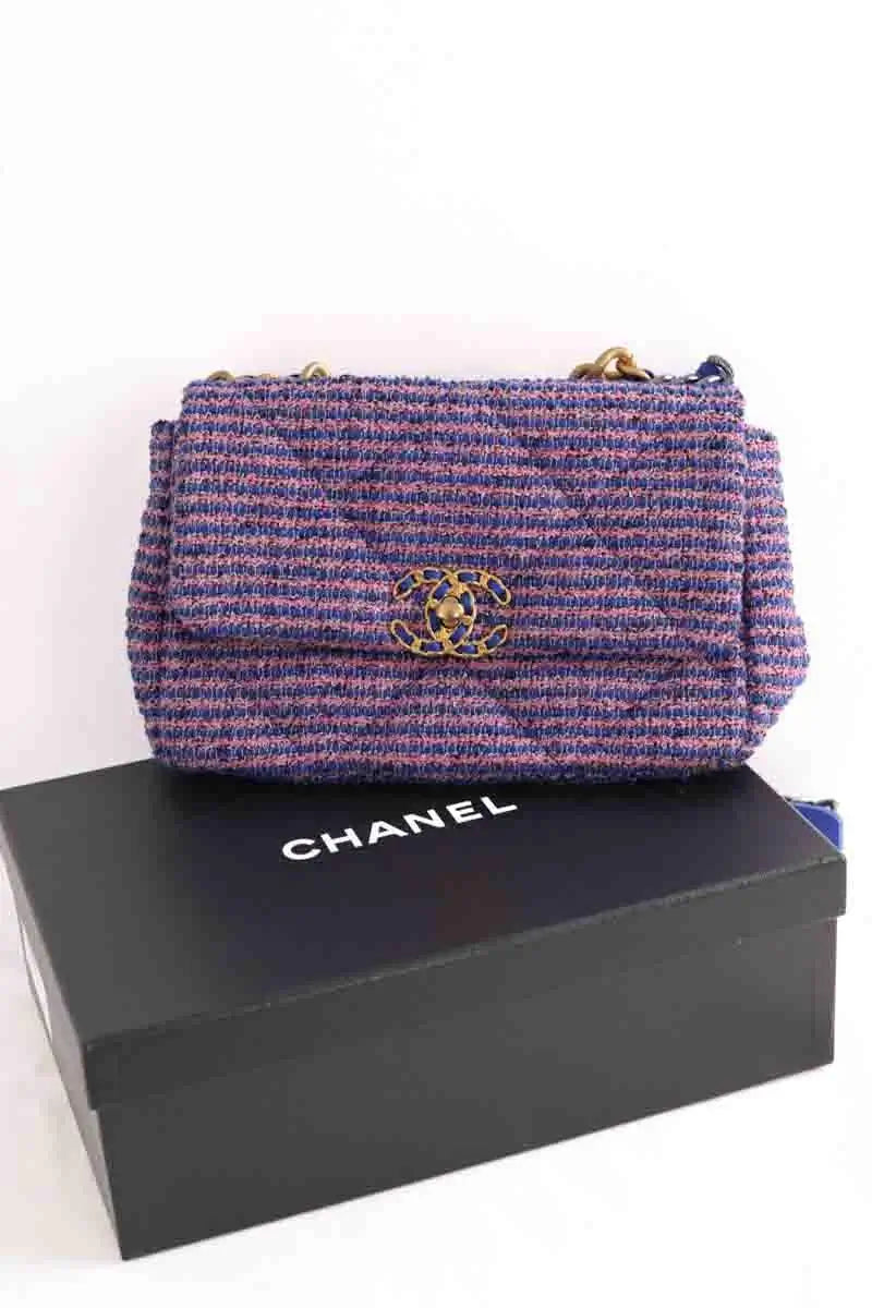 Sac à bandoulière Chanel Chanel 19 Rose en Tweed