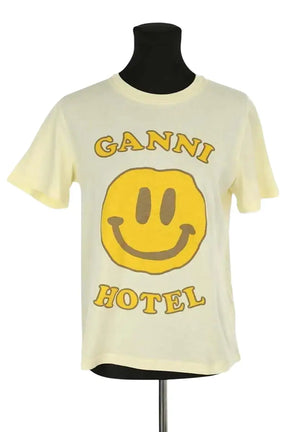 T-shirt Ganni Jaune en Coton, taille XS - Seconde Main