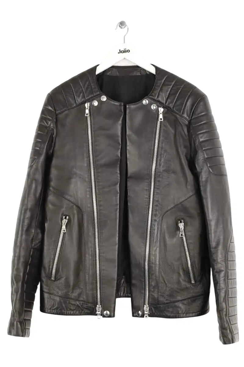 Veste Balmain Noir en Cuir, taille L - Seconde Main