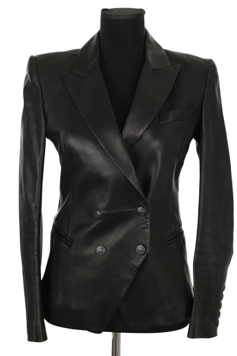 Veste Balmain Noir en Cuir, taille M - Seconde Main