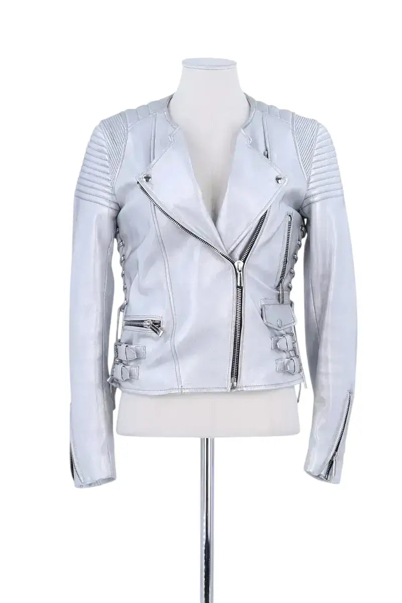 Veste Barbara Bui Argent en Cuir, taille M - Seconde Main