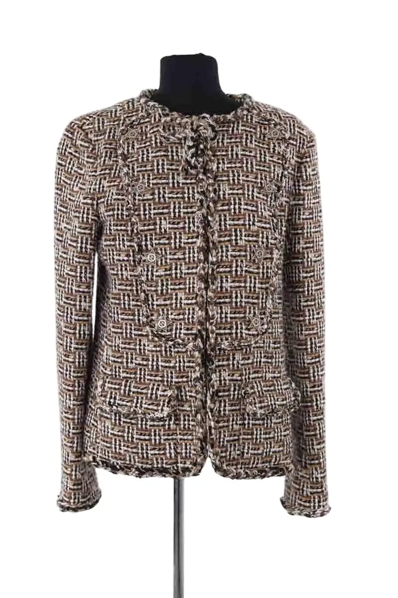 Veste Chanel Beige en Tweed, taille XL - Seconde Main