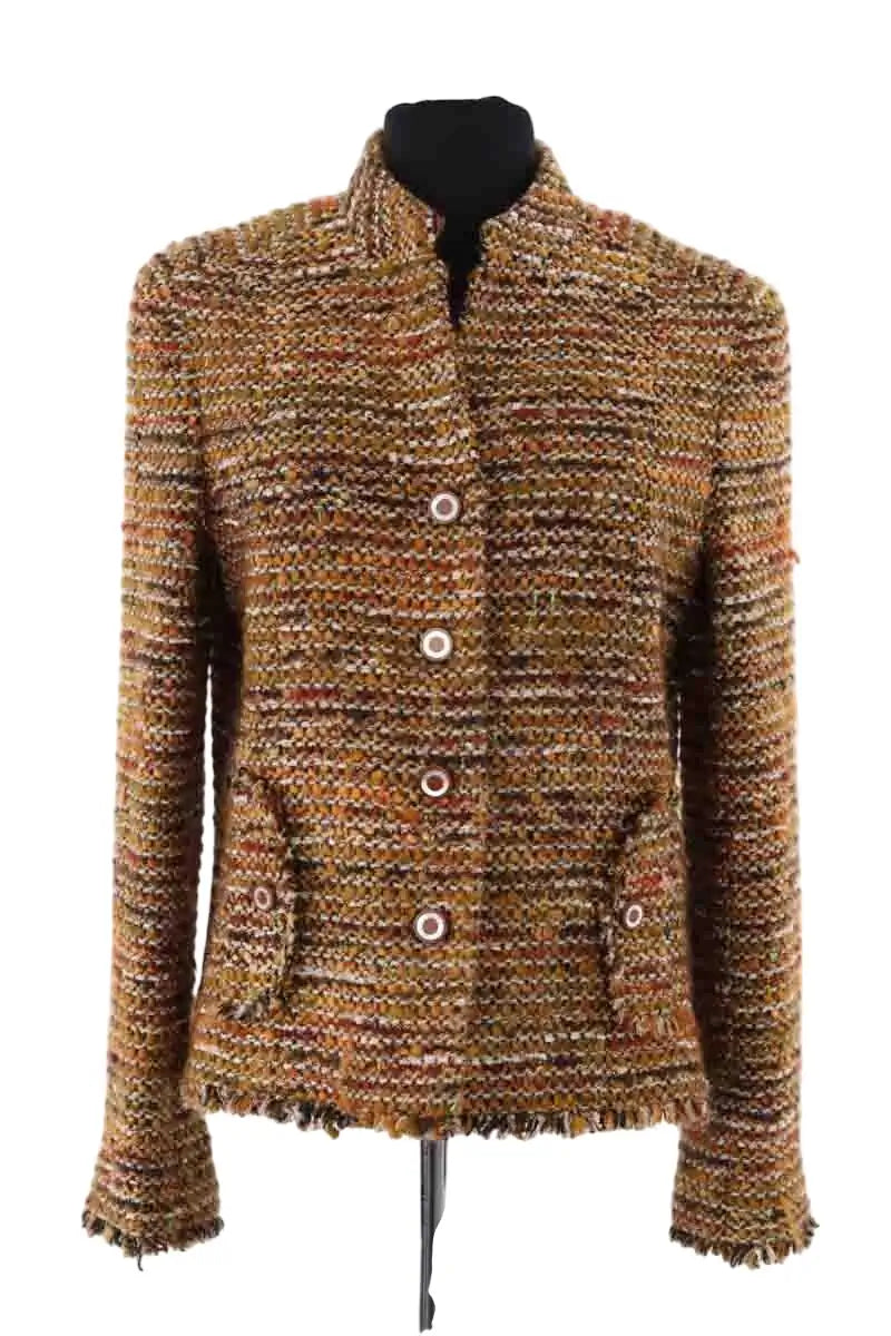 Veste Chanel Beige en Tweed, taille XL - Seconde Main